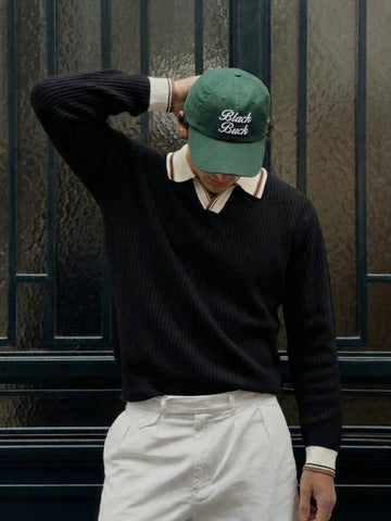 Oxford Rib Knit Collared Sweater