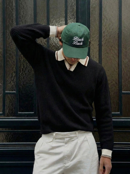Oxford Rib Knit Collared Sweater