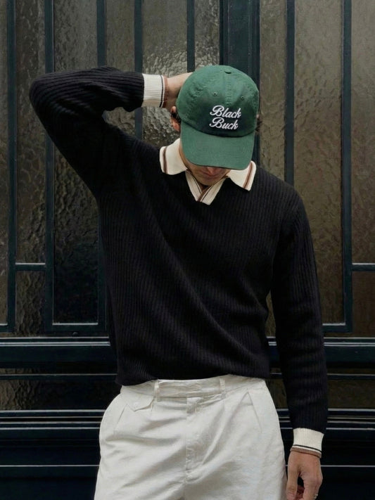 Oxford Rib Knit Collared Sweater