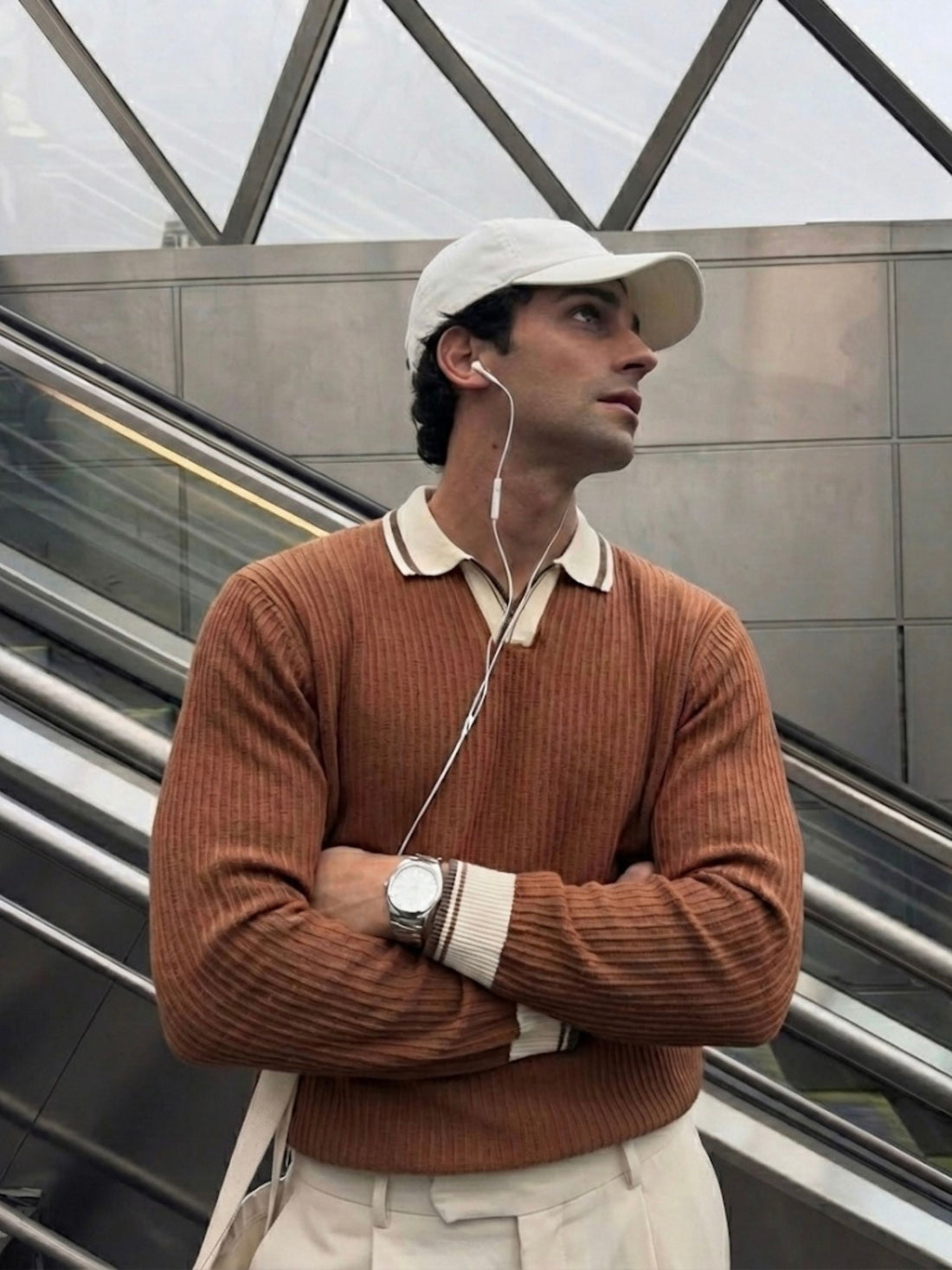 Oxford Rib Knit Collared Sweater