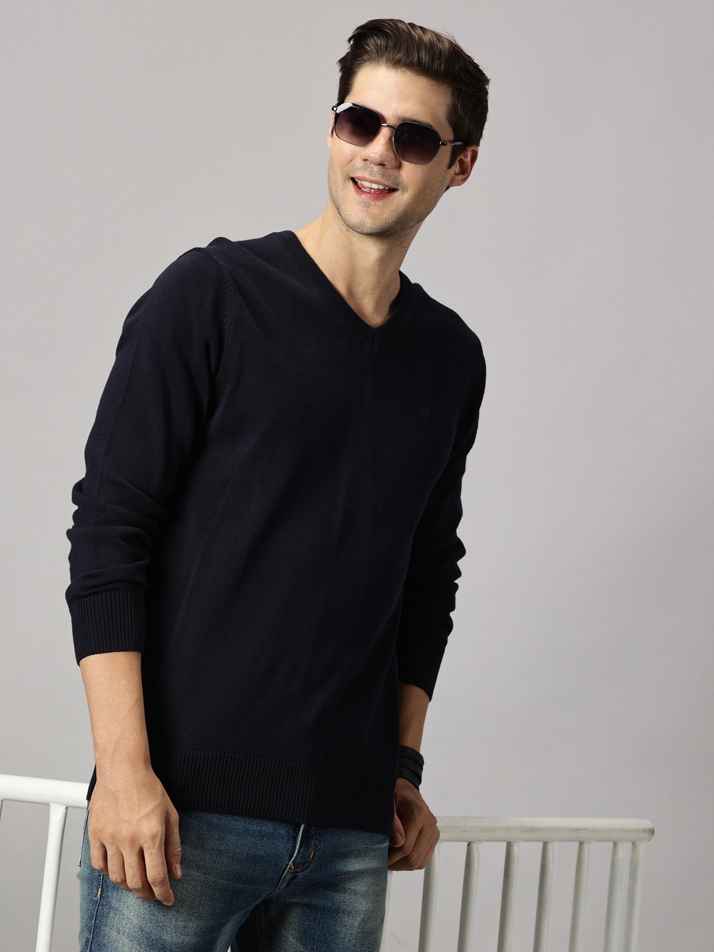 Deep Navy V-Neck Sweater