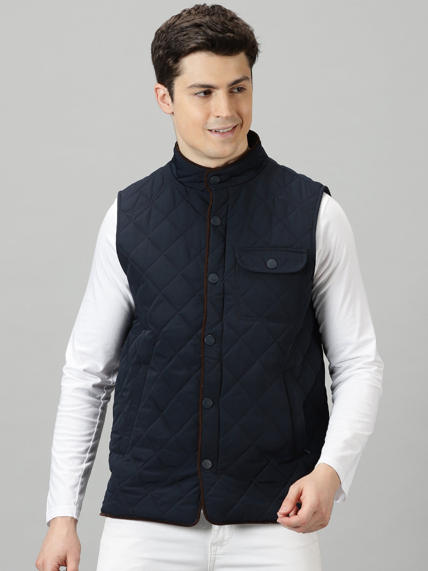 Deep Sapphire Quilted Sleeveless Jacket
