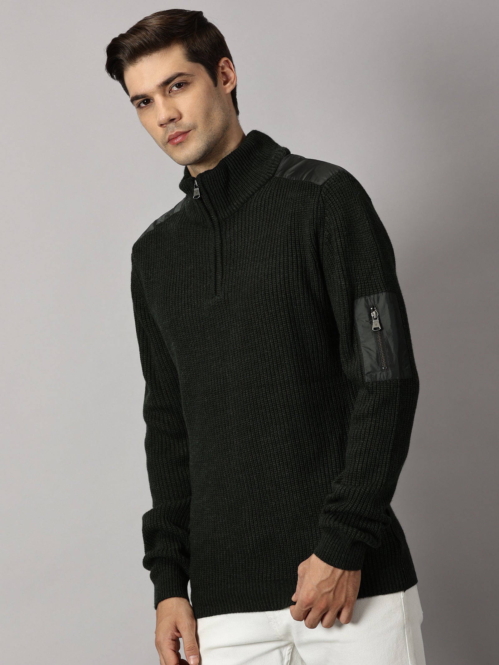 Half Zip High Neck Sweater