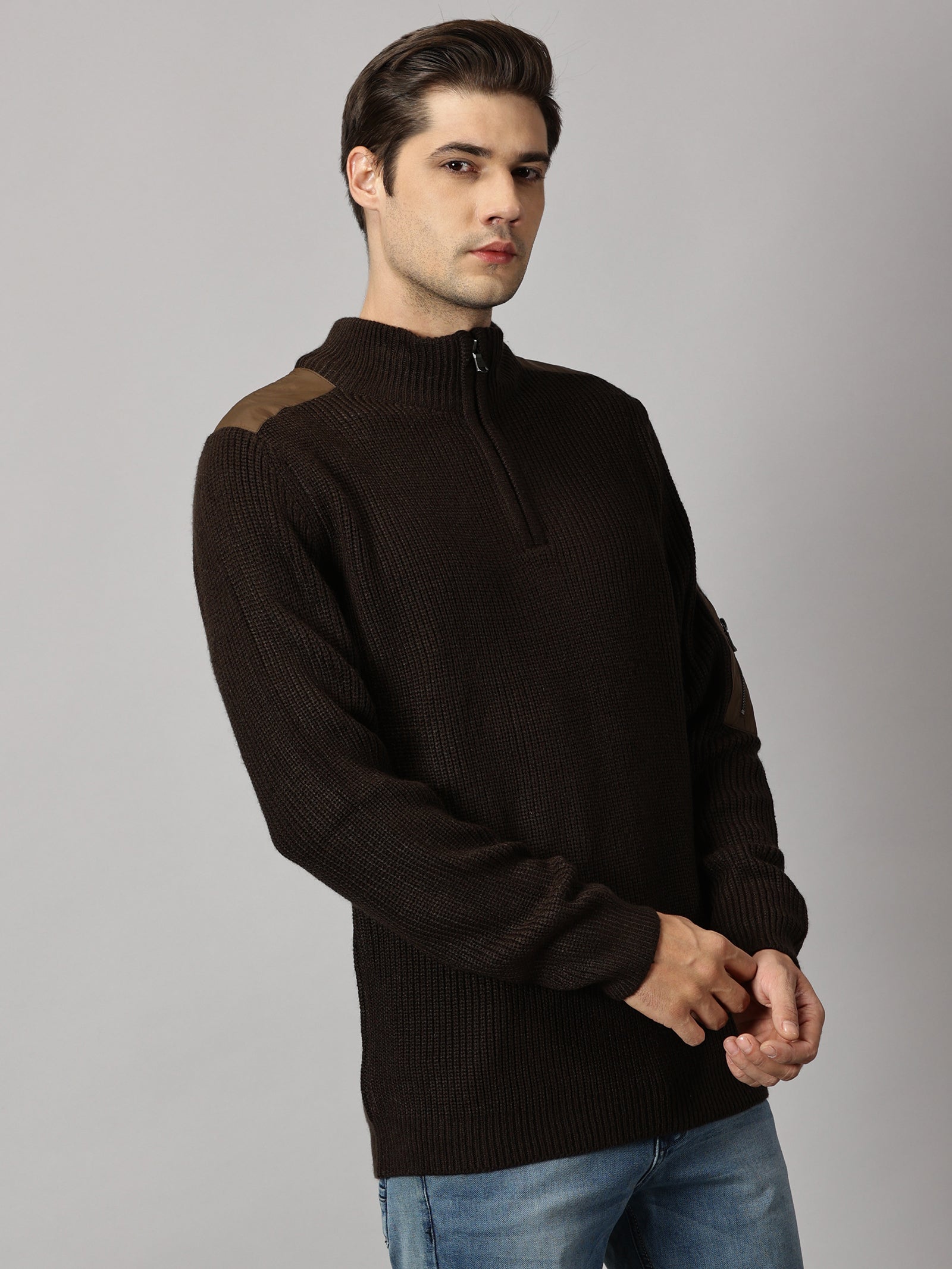 Half Zip High Neck Sweater