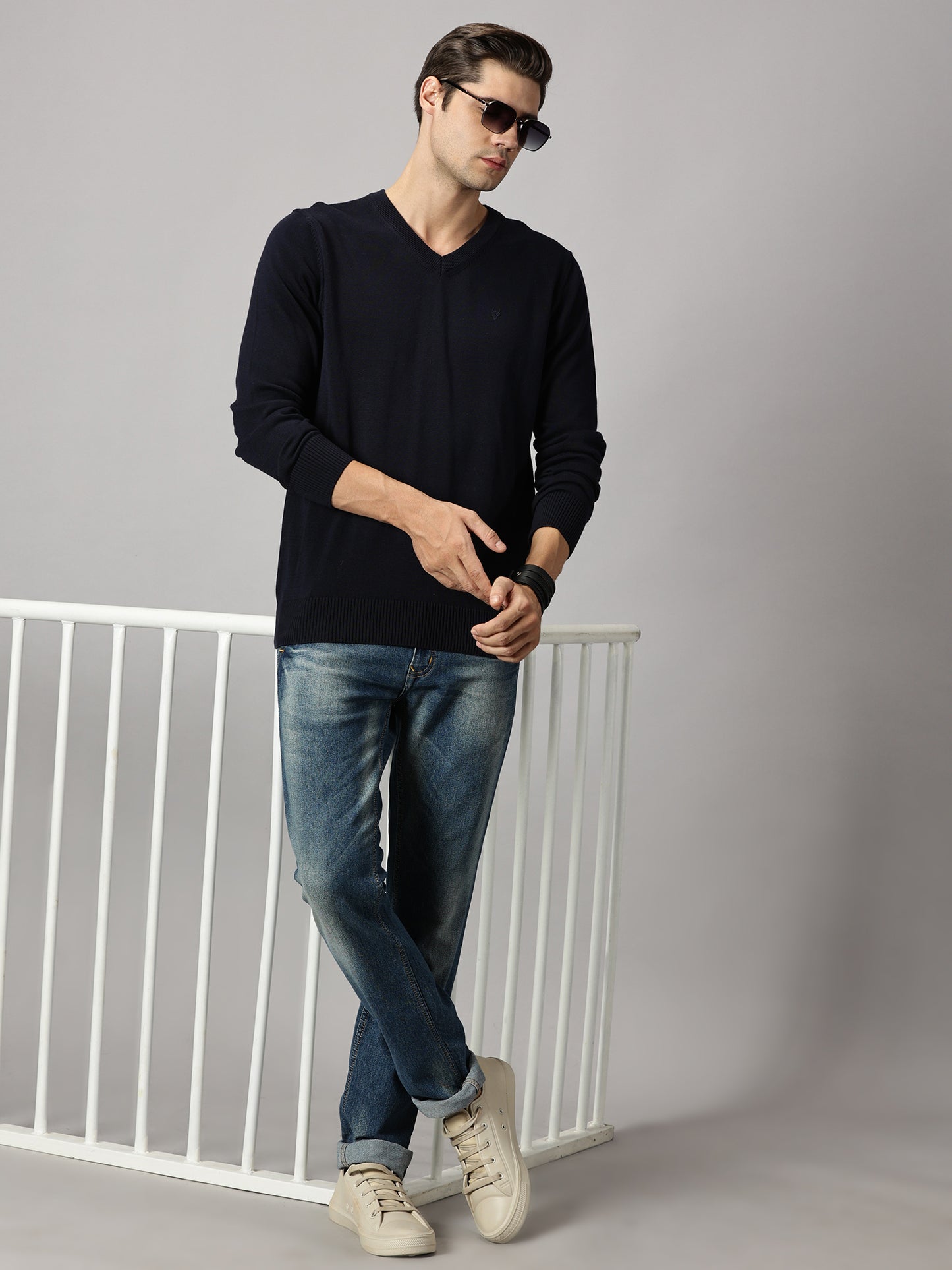 Deep Navy V-Neck Sweater