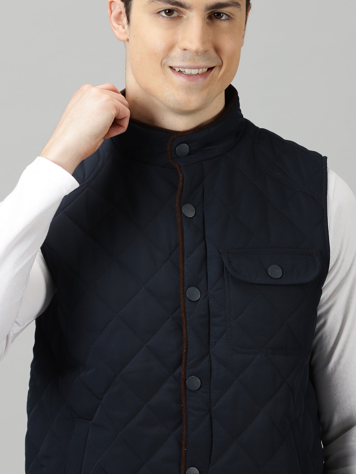 Deep Sapphire Quilted Sleeveless Jacket