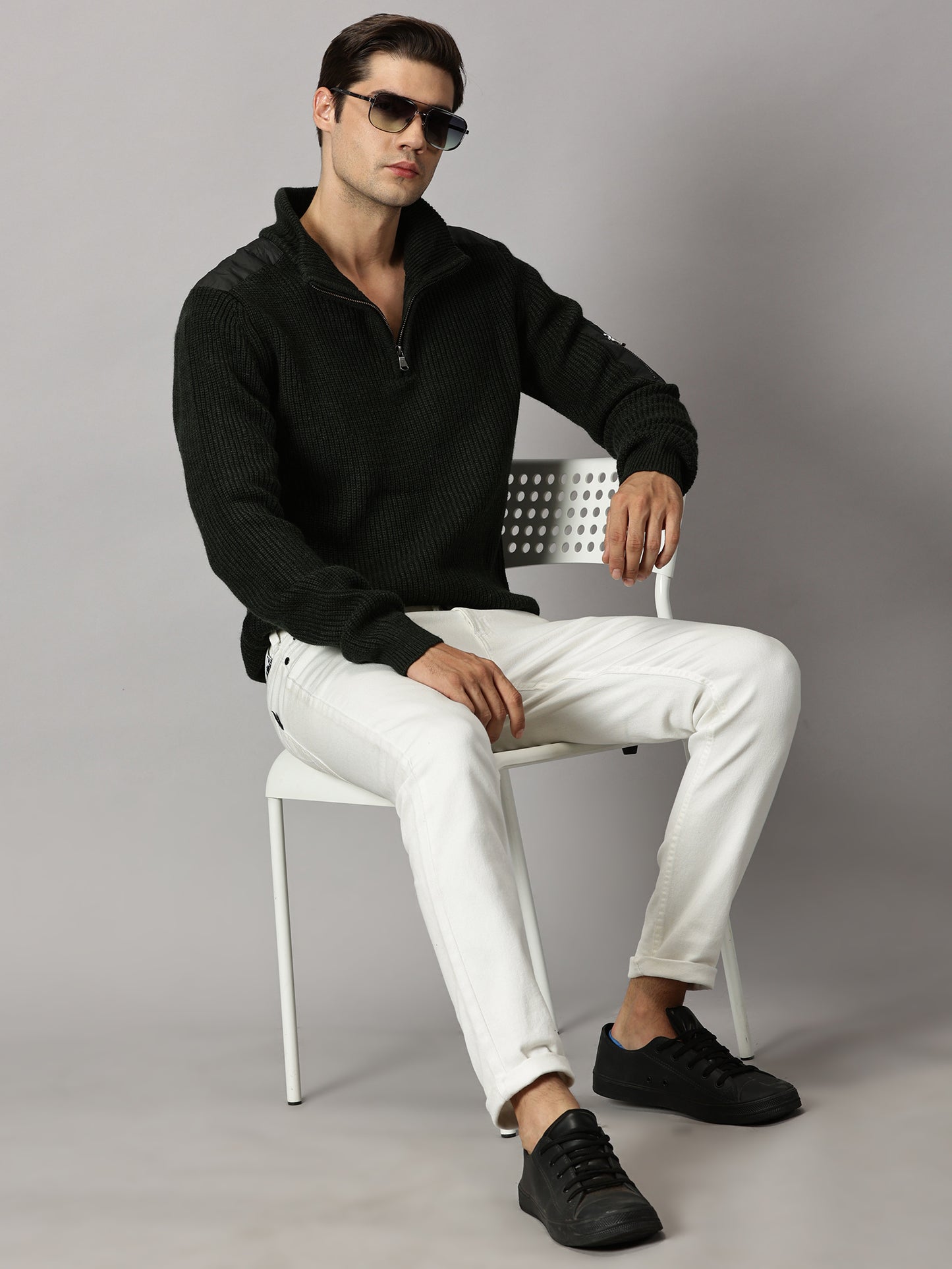 Half Zip High Neck Sweater