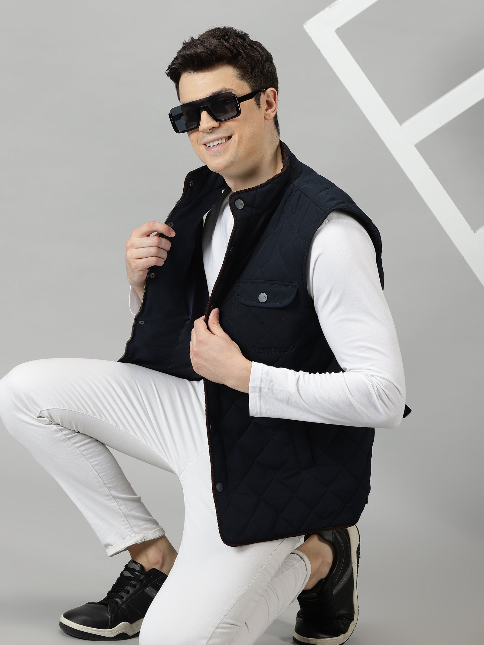 Deep Sapphire Quilted Sleeveless Jacket