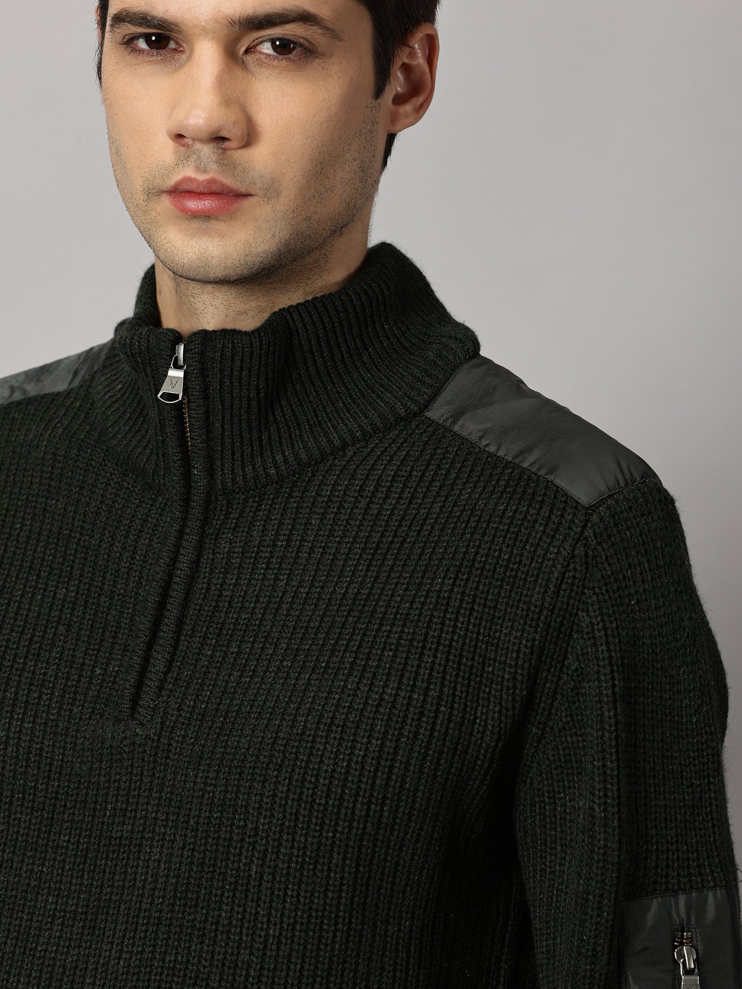 Half Zip High Neck Sweater