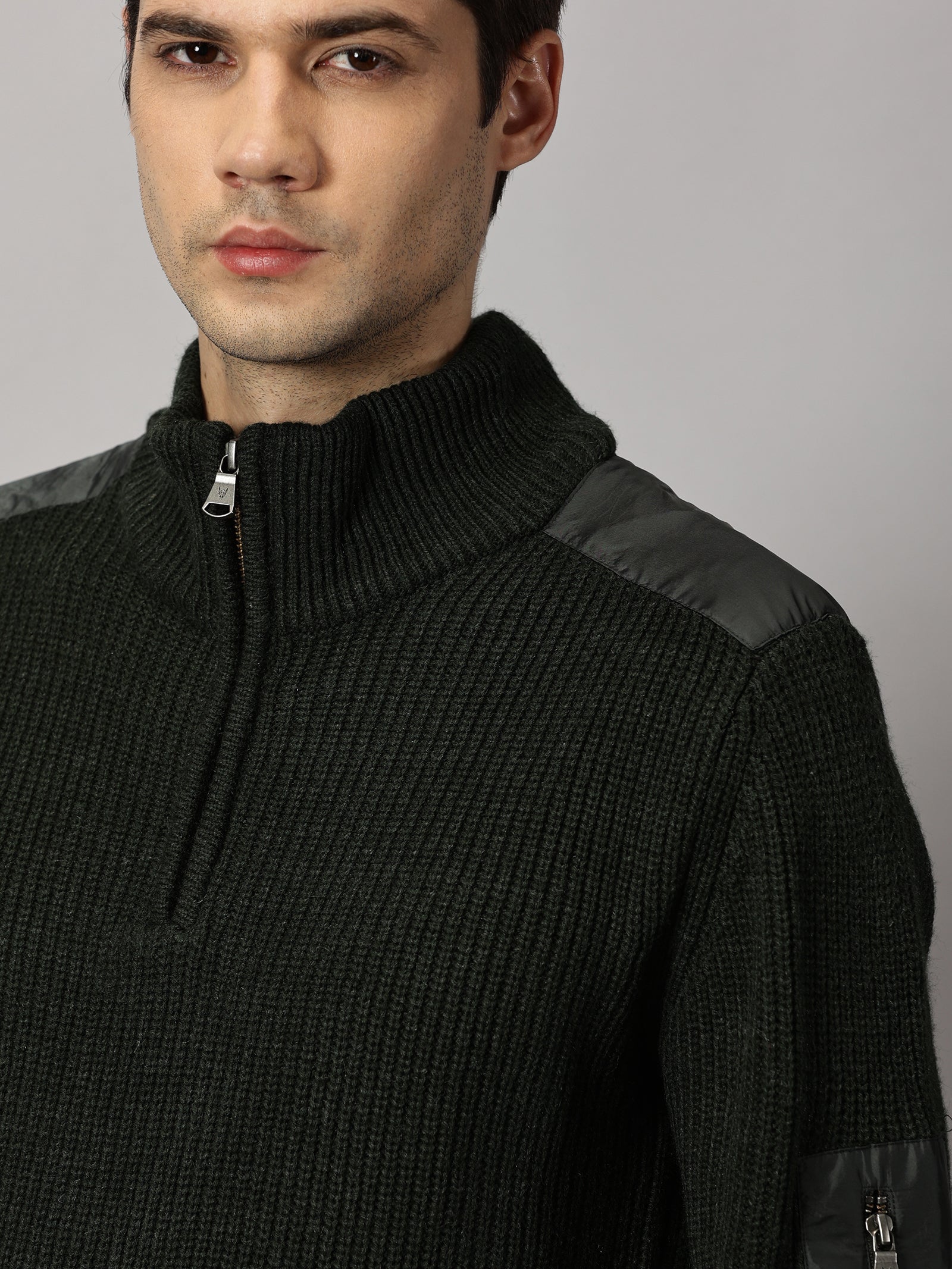 Half Zip High Neck Sweater