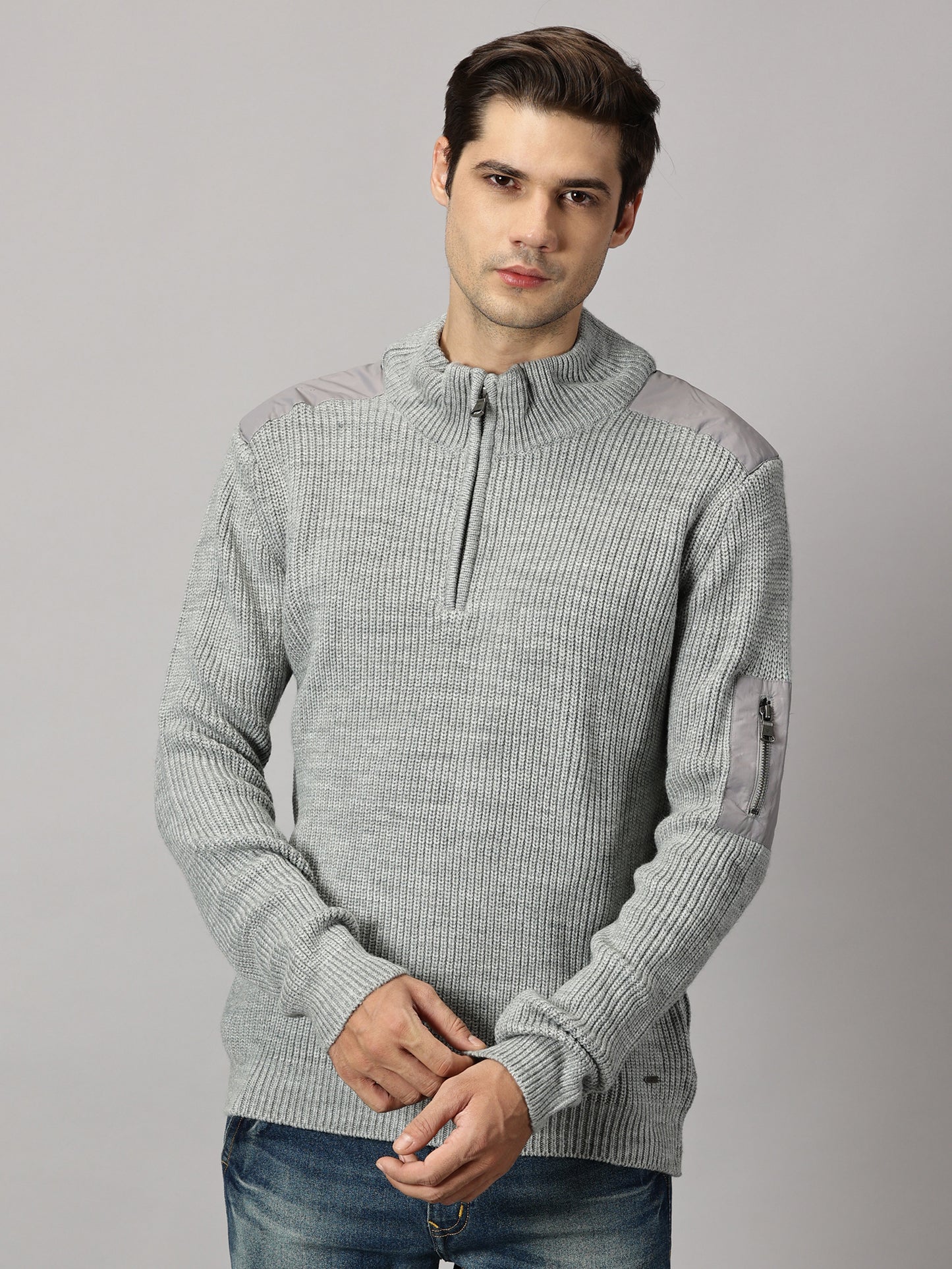 Half Zip High Neck Sweater