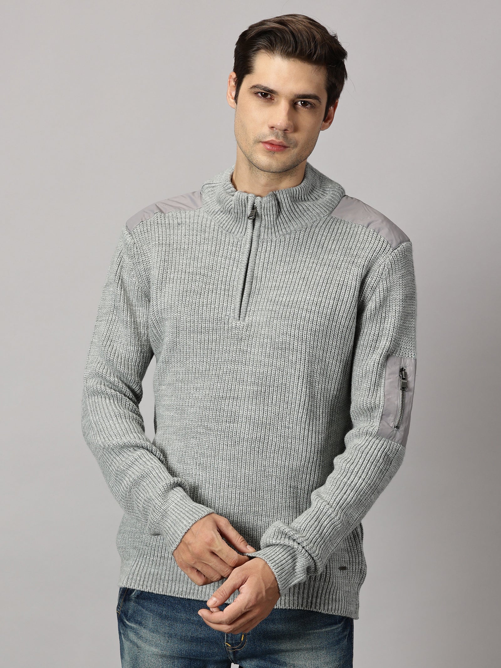 Half Zip High Neck Sweater