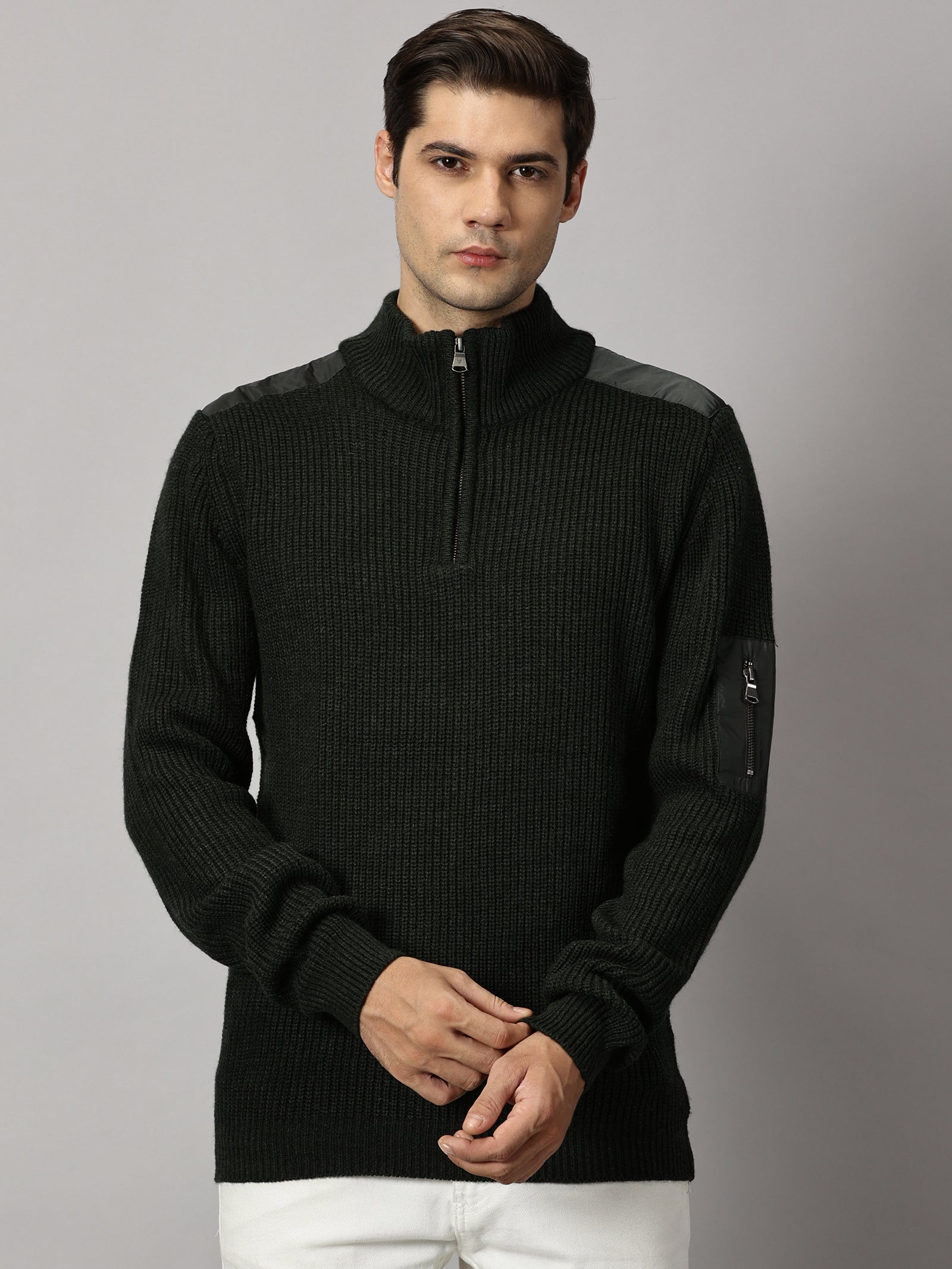 Half Zip High Neck Sweater